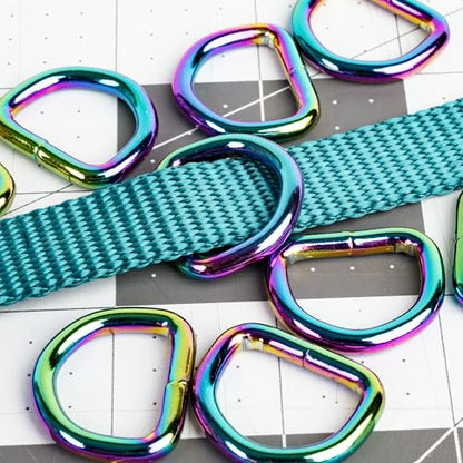 Country Brook Design - Welded D-Rings (3/4 Inch) - color: Iridescent Rainbow, size: 10 (Pack of 1)