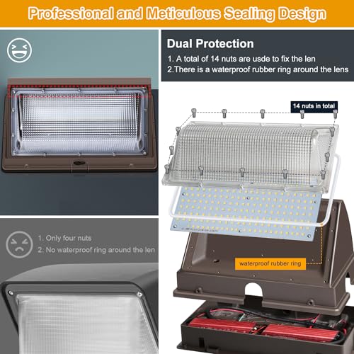 120W LED Wall Pack Light 18000LM 100-277V LED Security Flood Wall Mount Exterior Fixture IP65 Waterproof Commercial Industrial Building Outdoor Wallpack Lights for Barn,Yard,Garage 4 Pack - size: Standard /120/no photocell-4Pack