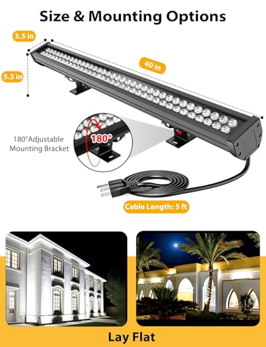 72W Wall Washer Light 40'' 6000K 120V IP67 Waterproof Plug-in - color: 6000K-Daylight-White, 72W, size: 40"