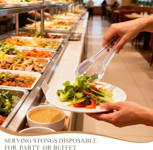 Mwellewm 24Pcs Plastic Serving Utensils Set, Disposable Spoons Tongs Forks - color: Clear Style 2, size: 24 Pcs