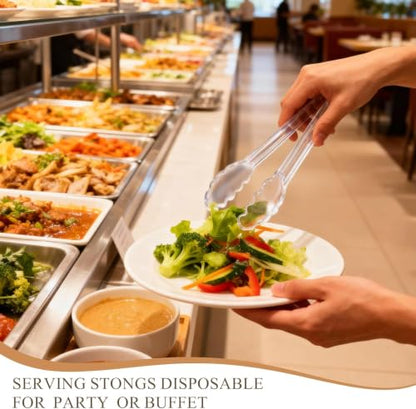 Mwellewm 24Pcs Plastic Serving Utensils Set, Disposable Spoons Tongs Forks - color: Clear Style 2, size: 24 Pcs