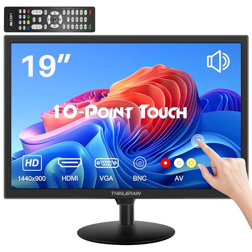 Touchscreen Monitor 19 Inch, 10-Point Multi Touch Screen Monitor 1440×900 HD Display with HDMI VGA AV BNC USB Ports, VESA, Build-in Speakers for POS, Office, and Industrial Use - color: 19 Inches, size: 1440×900/Touch