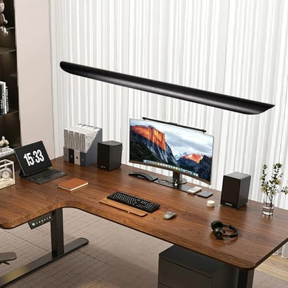 47" Modern Led Linear Pendant Light 36w Dimmable Ceiling Hanging Lights Wood Linear Chandeliers Office Lighting for Dining Room Kitchen Island Pool Table Light Living Room Bar Pendant Light Black - color: Black, size: 47IN