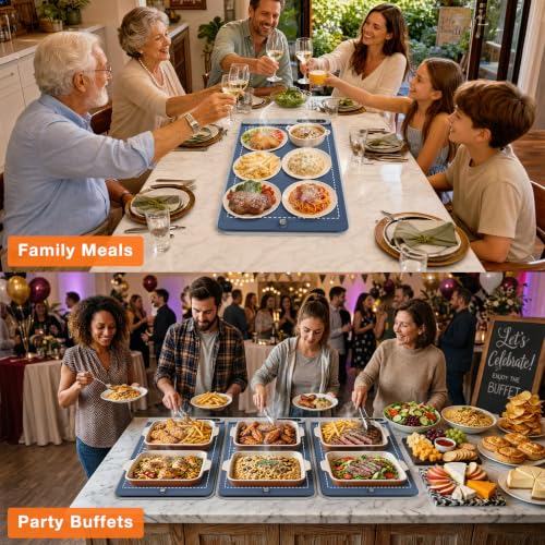 FYY Warming Mat for Food 24"x15", Rapid and Full Surface Heating Navy - color: Navy, size: X Large Size: 24"x15"