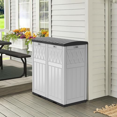DWVO 76 Gallon Garbage Dual Can - color: Grayish-White, size: 76 Gallon