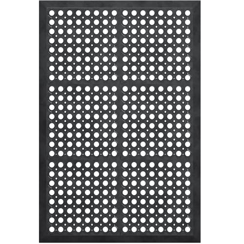 Ottomanson Heavy Duty Rubber Floor Mat – Non-Slip, Waterproof, Easy to Clean – Anti-Fatigue Mat for Commercial Kitchens, Restaurants, Workshops – Oil Resistant, Hose Washable – 24" x 36", Black - color: Black Rdm1002, size: 2' x 3' (Mat)