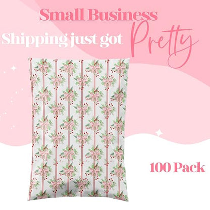 Pretty Package Store Poly Mailers 10x13, Christmas Bows, 100 Pack - color: Christmas Bows, size: 10x13
