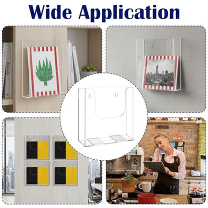 MAQUITA 5-Pack Card Holder for Wall, Acrylic Postcard Holder, Clear Wall Mount Display Stand with Screws and Magnetic Strips for Postcards, Flyers, Brochures, Pamphlets, 6.46 x 6.57 x 1.65 Inch
