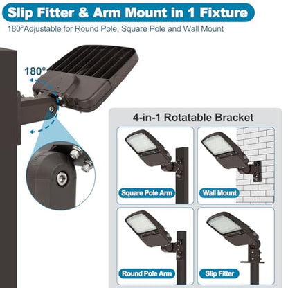 150W LED Parking Lot Light with Dusk to Dawn, 150W/100W/75W 22500LM - size: 150W