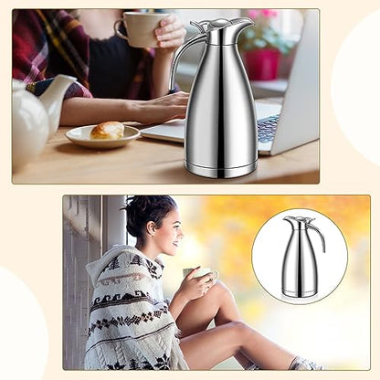 Uiifan 2 Pcs 68oz Thermal Coffee Carafe for Keeping Hot/Cold - color: Silver