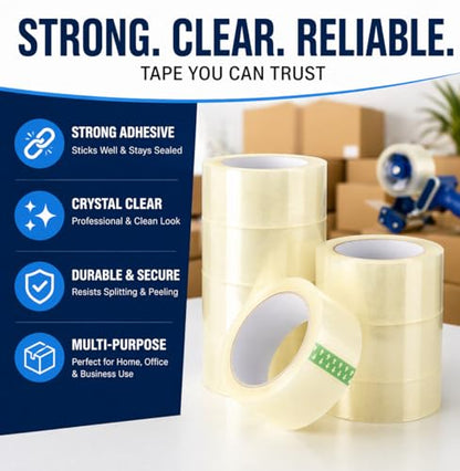 Packing Tape, Clear, 1.8 Inch x 55 Yards, Heavy Duty, Strong Adhesive, for Shipping, Storage, and Moving Box Sealing, 6-36 Rolls (30 Pack)