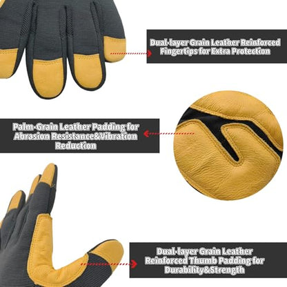 Work Gloves, Multi-Purpose Safety Glove, Black+Yellow, Medium - color: Black+yellow-2, size: Medium