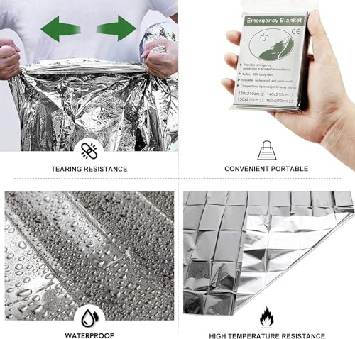 Emergency Foil Blanket Survival Thermal Mylar Reflective Blankets - color: Silver (6 Pack)