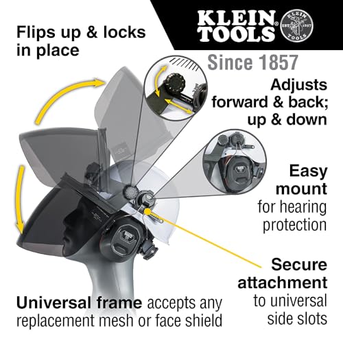 KLEIN TOOLS 60529 Full-Brim Hard Hat Face Shield, Gray Tint, One Size - size: Full Brim Gray