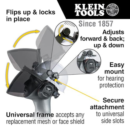 KLEIN TOOLS 60529 Full-Brim Hard Hat Face Shield, Gray Tint, One Size - size: Full Brim Gray