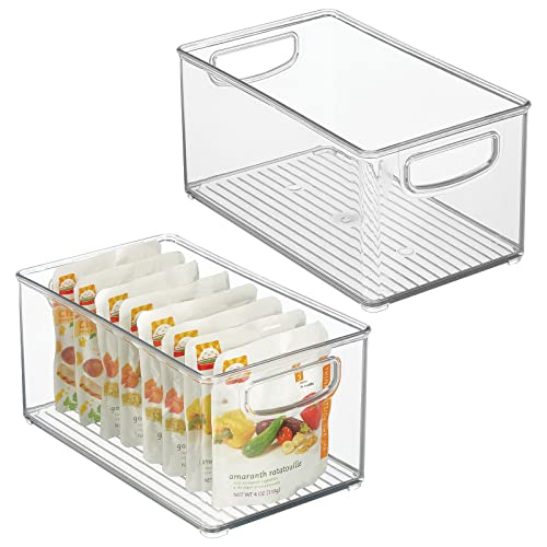 mDesign Plastic Baby Nursery and Food Organizer - Storage Holder Bin with Handles for Closet, Cupboard, Cabinet, Drawers, Shelves - Holds Canned Food, Bottles - Ligne Collection - 2 Pack - Clear - size: 10 x 6 x 5 (Pack of 2)