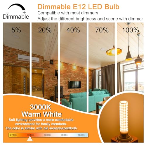 15W E12 LED Bulb Dimmable 120W 150W Equivalent,1500LM Warm White 3000K - color: Warm White 3000k