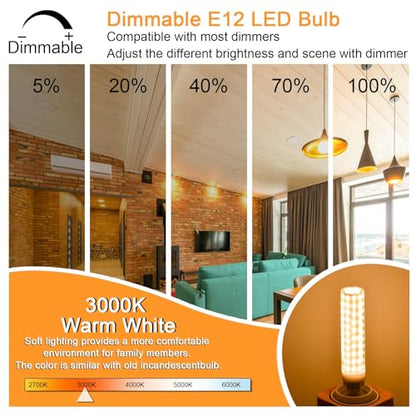 15W E12 LED Bulb Dimmable 120W 150W Equivalent,1500LM Warm White 3000K - color: Warm White 3000k