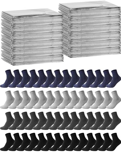 Cutecrop 96 Pcs Survival Kit 48 Emergency Blankets 48 Pairs Wool Socks