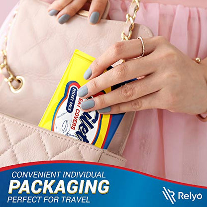 Relyo 20 Pack XL Disposable Toilet Seat Covers – Waterproof Toilet Cover Sheets with Adhesive Tabs for Adults, Kids & Toddlers, Travel, Public Restrooms, Airplane, Camping