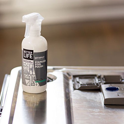 BETTER LIFE Stainless Steel Cleaner - 2 Pack 16 oz Streak-Free Stainless Steel Polish for Kitchen Sinks, Stoves, Metal Appliance, Refrigerator - Removes Grease & Water Stains - Chamomile-Lavender