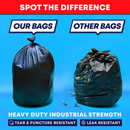 Tasker 55-60 Gallon Trash Bags Heavy Duty, (Value Pack 100 Bags w/Ties) Large Black Outdoor Trash Bags, Extra Large Trash Can Liners, 60 Gal, 55 Gal, 50 Gallon Trash Can Liner Capacity