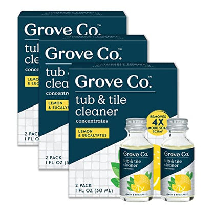 Grove Co. Tub and Tile Cleaner, 6 x 1 fl oz Refills, Lemon & Eucalyptus - size: 1 Fl Oz (Pack of 6)
