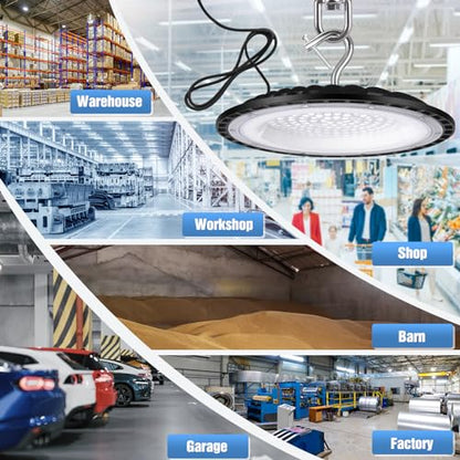 YANYCN 20 Pack 150W UFO Led High Bay Light Fixture,5000K Daylight Commercial Shop Bay Lighting,120VAC,21000LM,[650W MH/HPS Equiv.] US Plug Area Lighting for Warehouse/Barn/Gym/Factory/Workshop