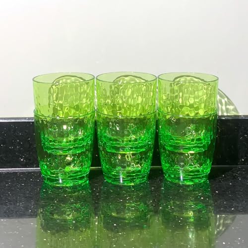 15-Ounce Plastic Tumblers (Set of 6), Reusable Plastic Mugs, BPA-Free Acrylic to Drink Mugs, Shatter Resistant, Textured Interior, Dishwasher Safe (Green, 15 Ounce) - color: Green, size: 15 Ounce