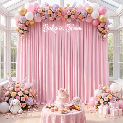 MEETSKY Pink Backdrop Curtains,Birthday Backdrop Drapes,5ft x 8ft,2 Panels - color: Baby Pink, size: 60"W x 96"L (Pack of 2)