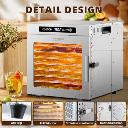 Meat Dehydrator for Jerky Maker 9 Trays 1000W Dryer Machine for Fruit Beef - size: 9trays