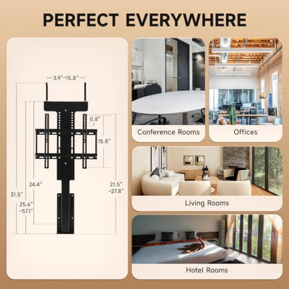 CO-Z Motorized TV Lift for 32" to 57" TVs up to 165 lb, 400x400 VESA, Height Adjustable Mechanism Stand & Wall Mount with Remote Control and Memory Setting, Automatic TV Lift for Home - style: Upgraded 32" to 57"