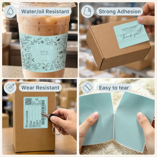 4" x 3" Thermal Labels, Green, 500 Labels/Roll - color: Green