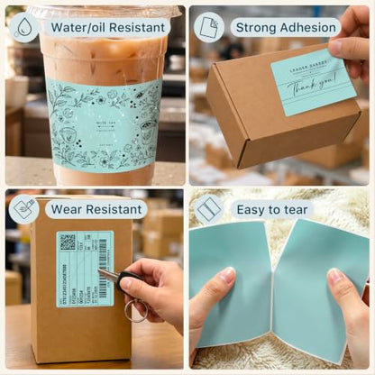 4" x 3" Thermal Labels, Green, 500 Labels/Roll - color: Green