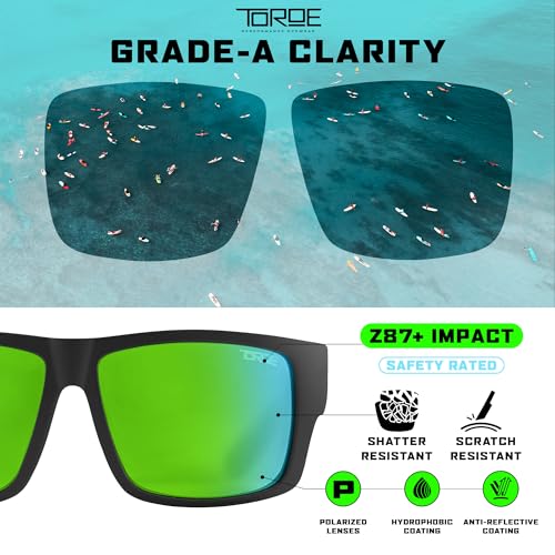 TOROE VALLEY Polarized z87+ Men Sunglasses - color: Matte Black | Black Emblem | Midnight Green