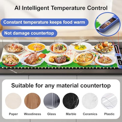 Food Warming Mat Extra Large 40”X15” Siliocone 550W Food Warmer Mat - size: Gift-XXL 15*40in
