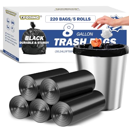 Medium Trash Bags 8 Gallon Heavy Duty, 0.94 Mil, Black, 220 Count - color: 8 Gallon | 220 Count, size: 120 Count(pack of 1)