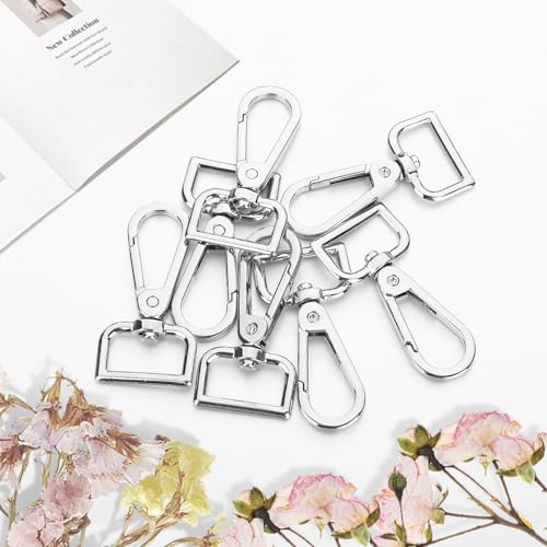 20 Pcs Metal D Ring Swivel Lobster Claw Clasp Snap Hooks Purse Hardware - color: Silver, size: 3/4 Inch