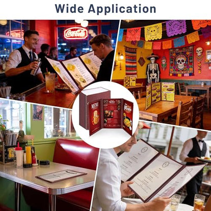 WeChef 30 Pack Restaurant Menu Covers 8.5 x 14 Triple Fold 3 Pages 6 Views - size: 8.5" x 14" - Trifold - 6 Views