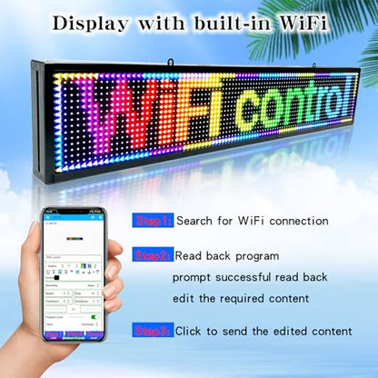 P10 Programmable Scrolling Led Sign Outdoor Signs For Businesse Custom Message Board Digita Display Advertising Screen Bar Word Light Wifi Control High Brightness Neon Sign 39"X8" - size: P10 39"x8"x2" Indoor/Outdoor