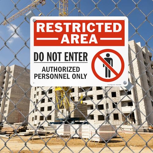 SmartSign 10 x 14 inch “Restricted Area - Do Not Enter, Authorized Personnel Only” OSHA Metal Sign, 40 mil Laminated Rustproof Aluminum, Red, Black and White, Made in USA - style: 10" x 14" - Aluminum