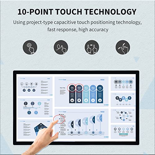 43 inch Capacitive Multi-Touch Screen Industrial Monitor, 16:9 Display 1920 x 1080P, Built-in Speakers, USB, VGA, DP & HD-MI Ports, Digital Signage Displays and Player for Advertising - size: 43-inch