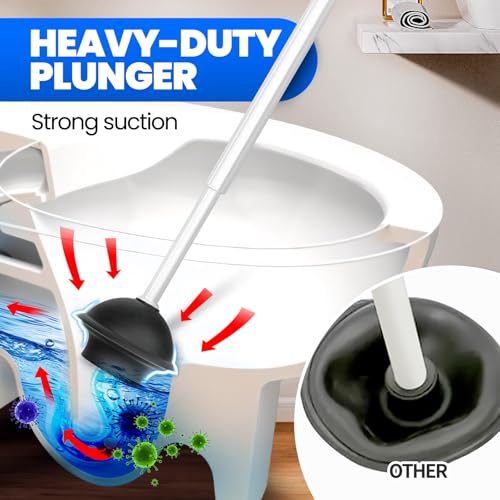 4in1 Toilet Plunger and Brush Set - Home Bathroom Cleaning Tools - color: Light Grey