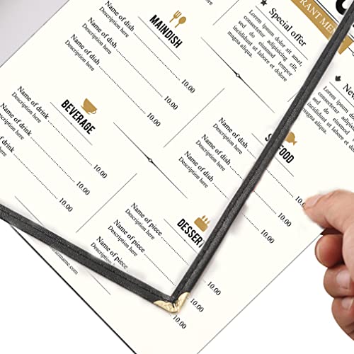 2PCS Menu Covers 8.5" x 11" Restaurant Menu Holder 4 Page 8 View Transparent Menu Sleeve,Fits A4 Size Paper for Restaurant Menu Home Project Office Daily Paper Chores and etc - size: 2 pack 4 page / 8 view - 8.5" x 11"