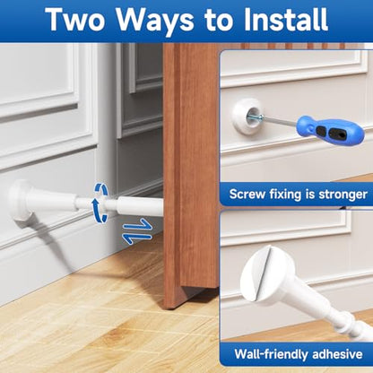 1P Adjustable Spring Door Stop, 4.17-5.35in Long Door Stoppers, White - color: White