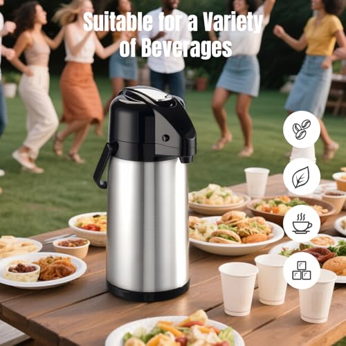 PARACITY Coffee Carafe with Pump, 84.5 oz Stainless Steel Airpot Dispenser - color: Stainless Steel