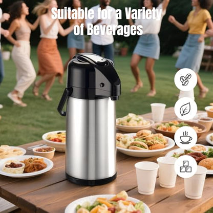 PARACITY Coffee Carafe with Pump, 84.5 oz Stainless Steel Airpot Dispenser - color: Stainless Steel
