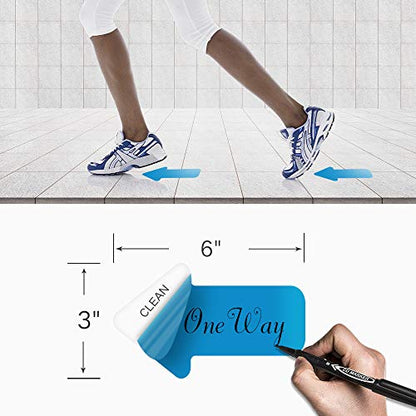 EVQ Blue Arrow Floor Sticker Tape 3 x 6 Inch Directional Vinyl 200 PCS - color: Blue, size: 3"×6"