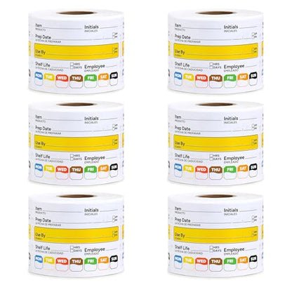 Restaurant Quality Shelf Life Food Rotation Labels Vinyl, 2” x 3” Self-Adhesive Removable Freezer Food Labels, Perfect for Reusable Containers, Easy to Remove, Food Safety Date Sticker (6 PCS) - style: 6 PCS