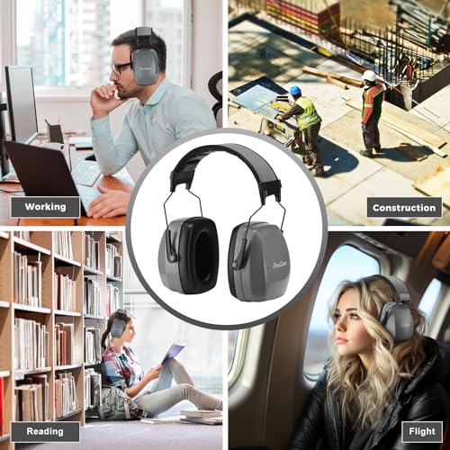 ProCase SNR33dB Noise Reduction Ear Muffs, Adult Hearing Protection - color: Grey